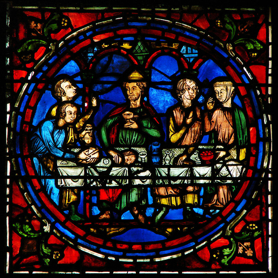Witraż w Chartres XIII w. Wesele w Kanie